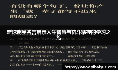 篮球明星名言启示人生智慧与奋斗精神的学习之旅